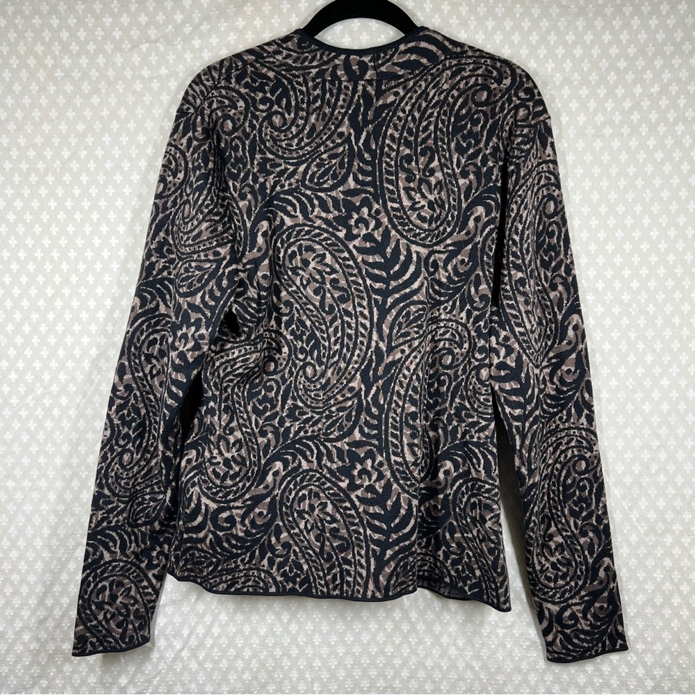 Peruvian Connection Brown Black Paisley Pima‎ Cotton Button Cardigan - Picture 5 of 5